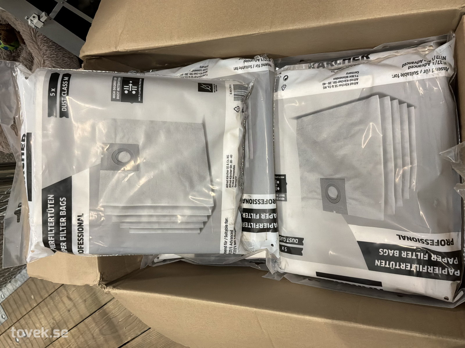 Dammsugarpåsar, Kärcher, professional, NT 27/1 advanced, ca 30st på auktion i Ätran hos Toveks Auktioner