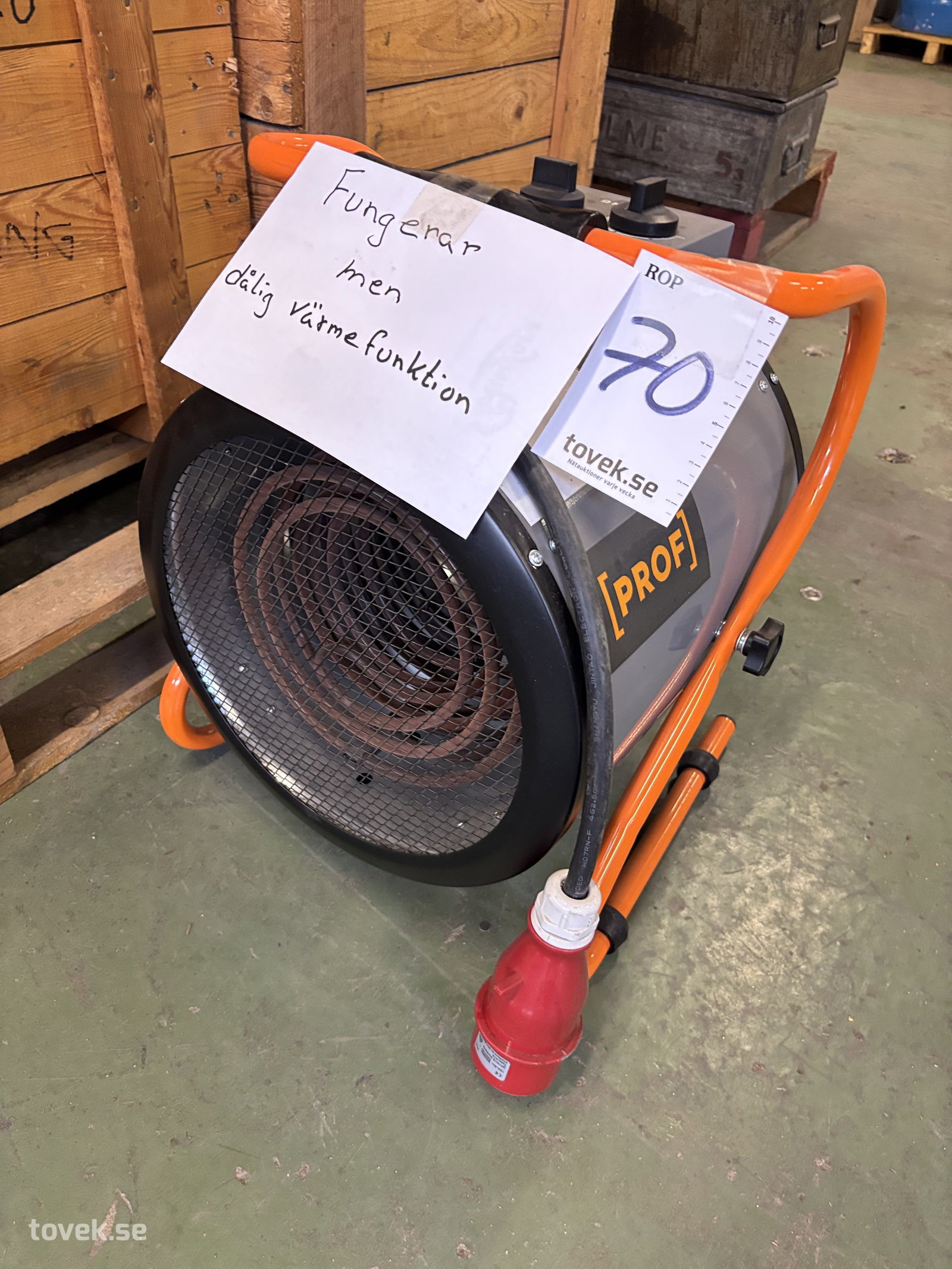 Värmefläkt, Prof 9kW, defekt värme 