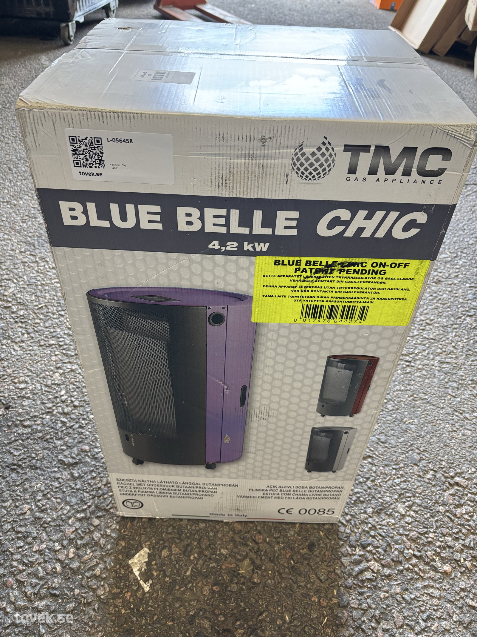 Gasolkamin Blue Belle Chic på auktion i Ätran hos Toveks Auktioner