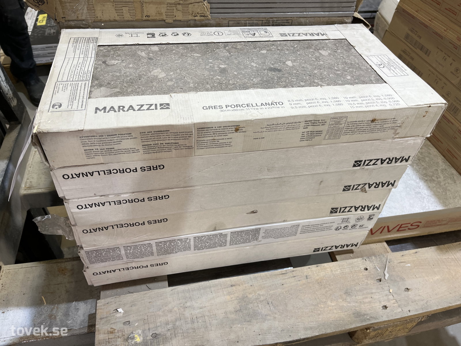 6st paket Marazzi Mystone Ceppo di Gré Beige Ca 6,48kvm på auktion i Östersund hos Toveks Auktioner