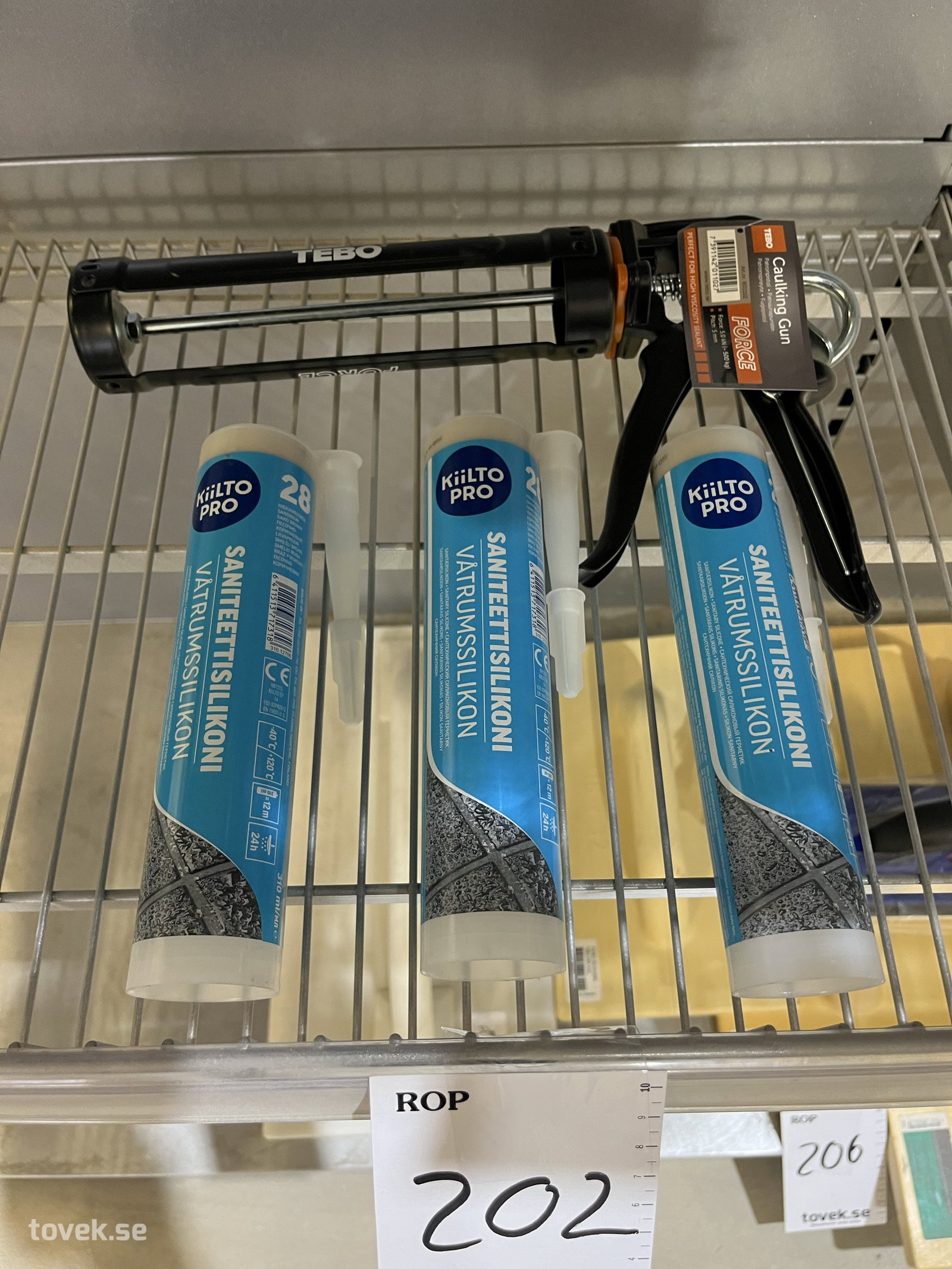 Tebo Patronpistol Force och 3st Kiilto Pro Saniteettisilikoni på auktion i Östersund hos Toveks Auktioner