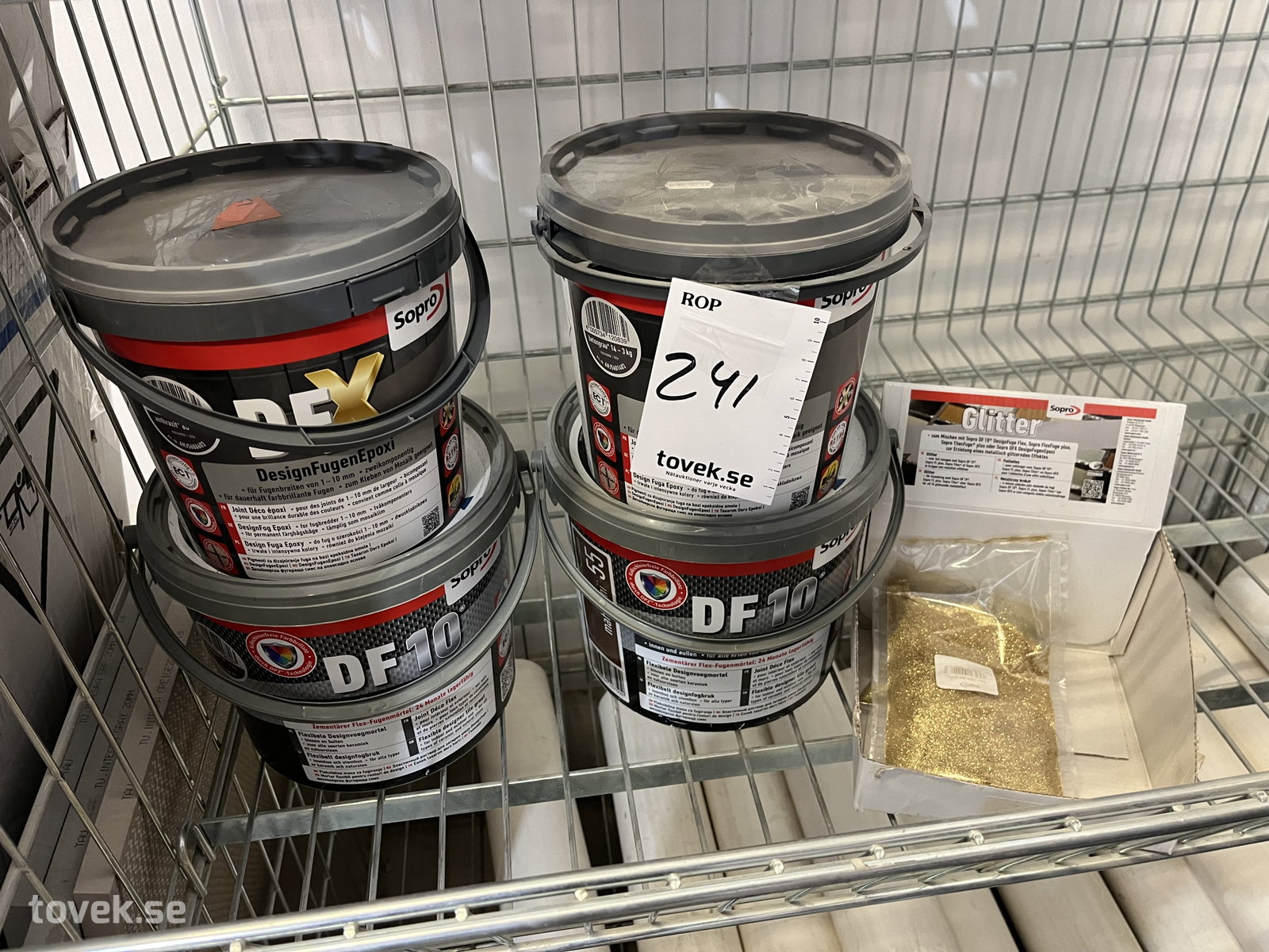 Sopro DFX Design FugenEpoxi, DF 10 DesignFuge Flex och Sopro Glitter på auktion i Östersund hos Toveks Auktioner