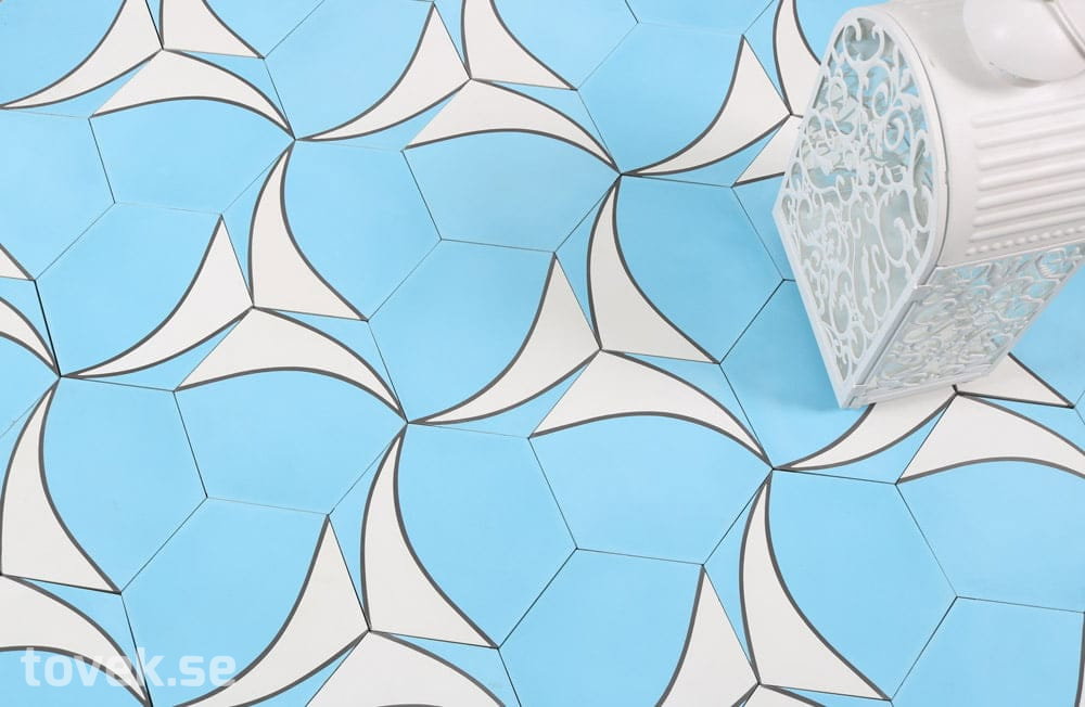 Marockanskt Kakel Hexagon Tikki Blue 20X23,2 - 23,3 kvm på auktion i Oxie, Malmö hos Toveks Auktioner