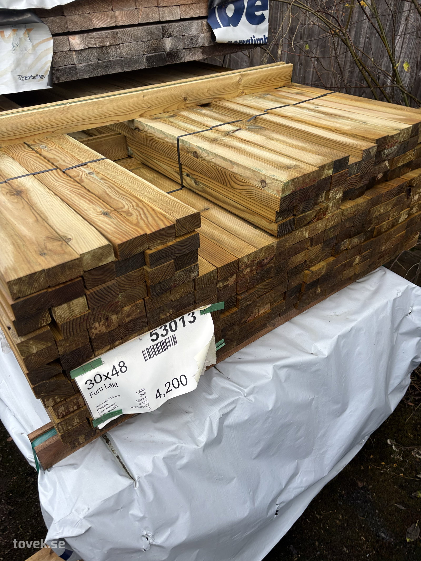 Furu läkt 30 x 48 L 4,2m Lpm 1041m 1,5 m3
